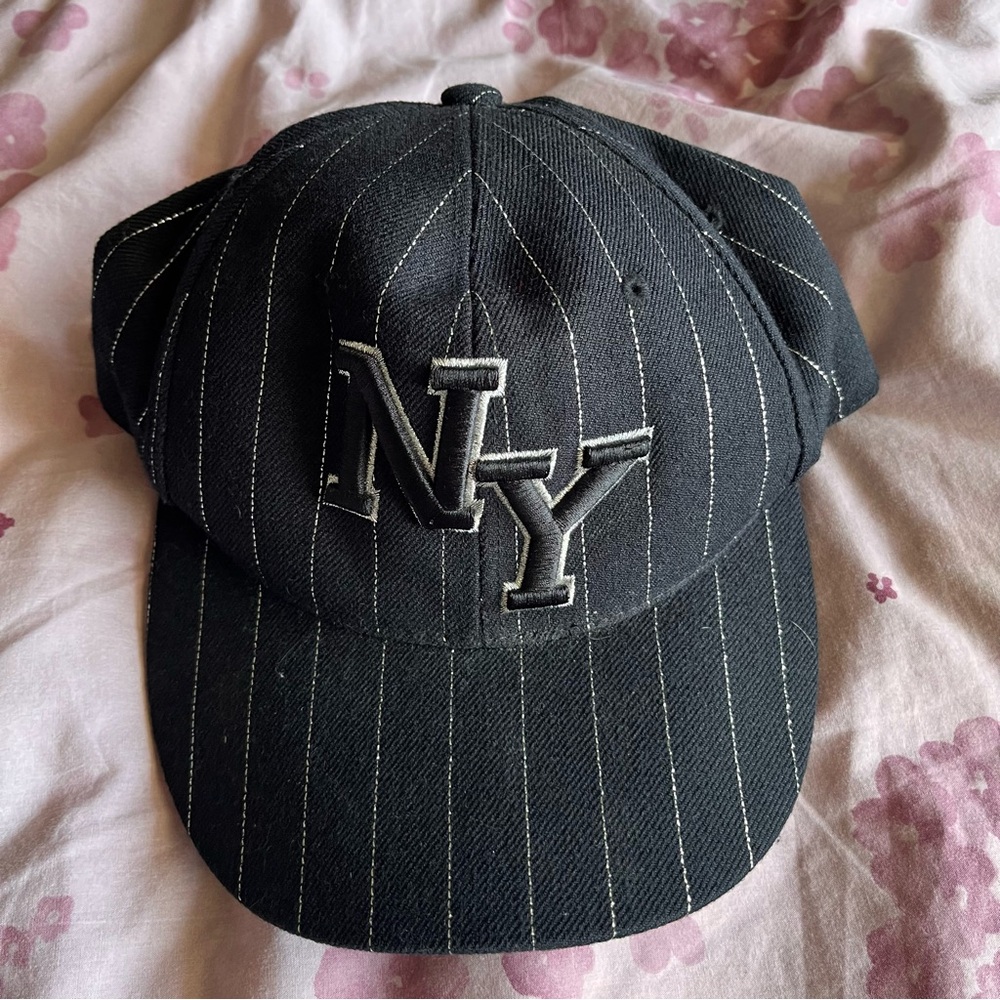 Black Pinstripe NY Embroidered Baseball Cap